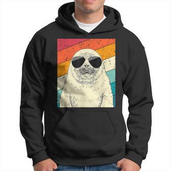 Retro Vintage Seal With Sunglasses Animal Lovers Hoodie - Thegiftio UK
