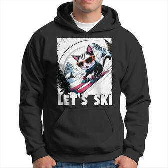 Retro Vintage Ski Cat 80S 90S Skiing Outfit Hoodie - Monsterry DE