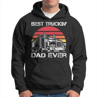 Retrotruck Driver Best Truckin' Dad Ever Trucker Fathers Day Hoodie - Thegiftio UK