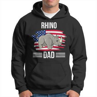 Rhinoceros Us Flag 4Th Of July Father's Day Rhino Dad Hoodie - Monsterry