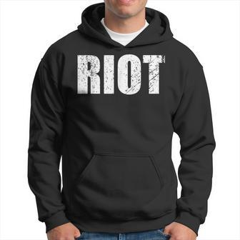 Riot Large Distressed Text Hoodie - Monsterry CA