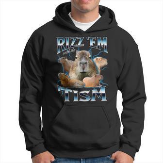 Rizz Em With The Tism Capybara Oddly Dank Meme Hoodie - Thegiftio UK