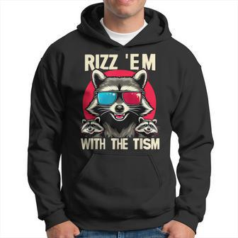Rizz Em With The Tism Retro Vintage Raccoon Meme Hoodie - Seseable