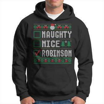 Robinson Family Name Naughty Nice Robinson Christmas List Hoodie | Seseable CA