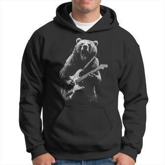 Rock Bear Playing Guitar Guitar Bear Music Hoodie | Mazezy