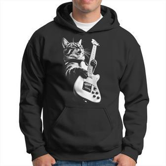 Rock Cat Playing Guitar Guitar Cat Hoodie - Thegiftio UK
