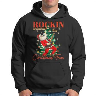 Rocking Around The Christmas Tree Santa Rock And Roll Guitar Hoodie | Mazezy