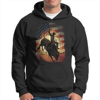 Rodeo Bull Rider Patriotic Cowboy Hoodie - Thegiftio UK