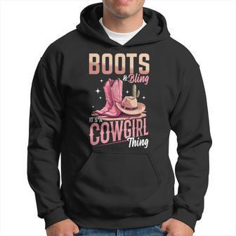 Rodeo Western Country Southern Cowgirl Hat Boots & Bling Hoodie - Thegiftio UK