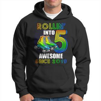 Roller Skating 5Th Birthday Boys Rollin Into 5 Awesome 2019 Hoodie - Monsterry AU