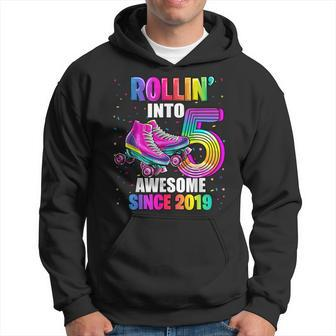 Roller Skating 5Th Birthday Girls Rollin Into 5 Awesome 2019 Hoodie - Thegiftio UK