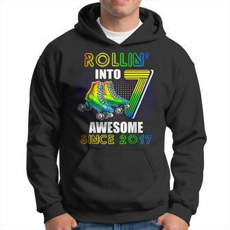 Roller Skating 7Th Birthday Boys Rollin Into 7 Awesome 2017 Hoodie - Monsterry