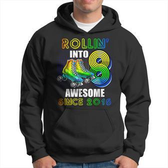 Roller Skating 8Th Birthday Boys Rollin Into 8 Awesome 2016 Hoodie - Monsterry DE