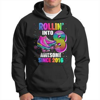 Roller Skating 8Th Birthday Girls Rollin Into 8 Awesome 2016 Hoodie | Mazezy