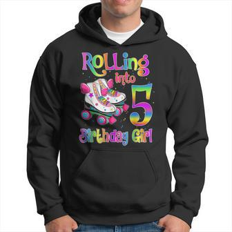 Rollin' Into 5 Roller Skating Rink 5Th Birthday Girls Party Hoodie - Seseable