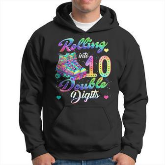Rolling Into 10 Double Digits Roller Skates 10Th Birthday Hoodie | Mazezy