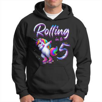 Rolling Into 5 Roller Skating Unicorn 5Th Birthday Party Hoodie | Mazezy