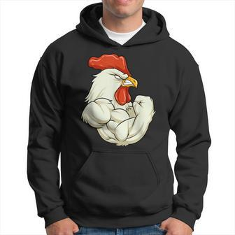 Rooster At The Gym Muscle Fitness Training Bodybuilder Hoodie - Monsterry