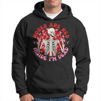 Roses Are Red Inside I'm Dead Skeleton Valentine's Day Hoodie - Monsterry