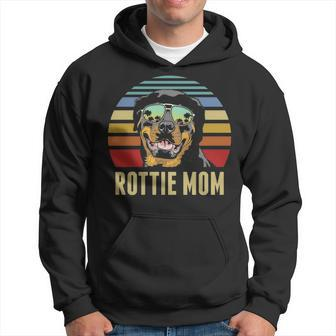 Rottie Mom Rottweiler Dog Vintage Retro Sunset Beach Vibe Hoodie | Mazezy