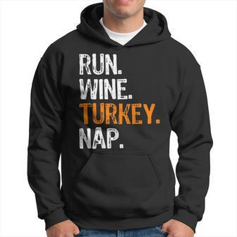 Run Wine Turkey Nap Running Thanksgiving Runner Hoodie | Mazezy