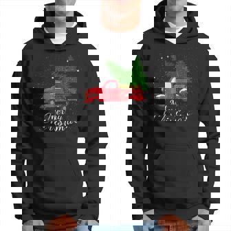 Rustic Retro Farm Car Truck Wagon Christmas Fir Tree Snow Hoodie - Monsterry