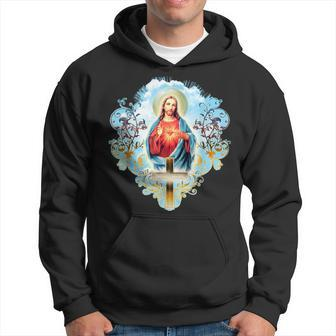 Sacred Heart Of Jesus Christ Vintage Cross Catholic Hoodie - Monsterry DE