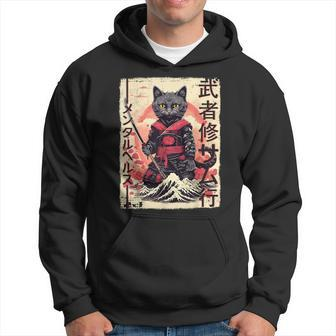 Samurai Cat Warrior Japanese Ninja Kitty Kawaii Hoodie - Seseable