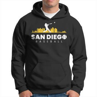San Diego Baseball Vintage City Skyline Retro Baseball Lover Hoodie - Monsterry DE