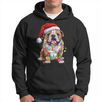 Santa Bulldog Christmas Tree Light Pajama Dog X-Mas Matching Hoodie - Monsterry