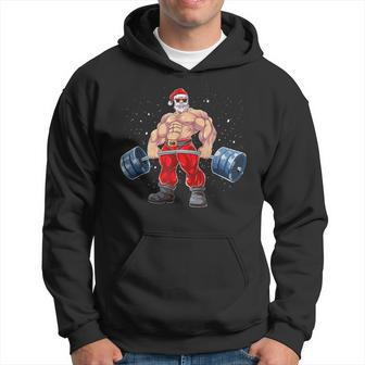 Santa Claus Weightlifting Fitness Christmas Bodybuilding Hoodie - Seseable