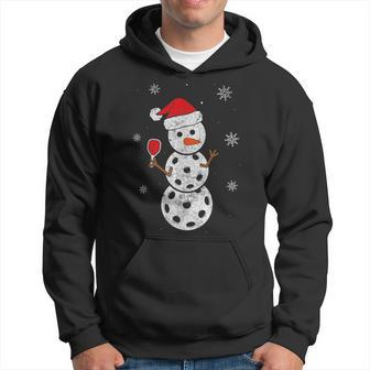 Santa Hat Snowman For Xmas Pickleball Christmas Hoodie - Monsterry