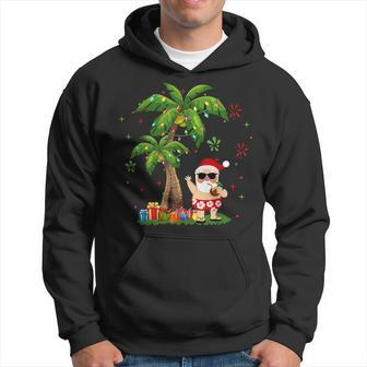Santa Hawaiian Christmas Palm Tree Lights Xmas Hoodie - Monsterry UK