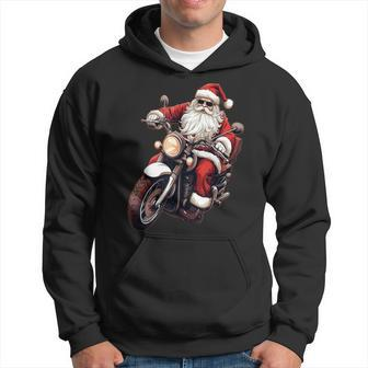 Santa Riding Motorcycle Bike Christmas Biker Xmas Hoodie - Thegiftio UK