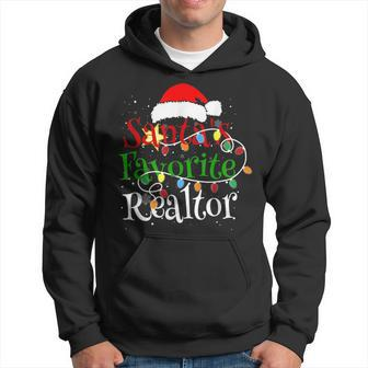 Santa's Favorite Realtor Christmas Santa Hat Lights Hoodie - Monsterry