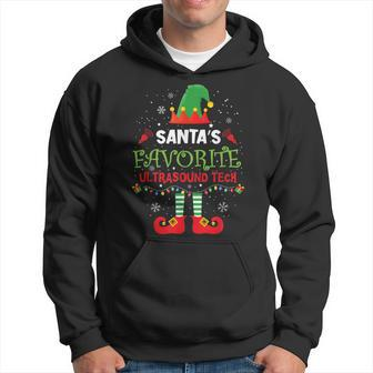 Santa's Favorite Ultrasound Tech Elf Christmas Light Hoodie - Monsterry UK