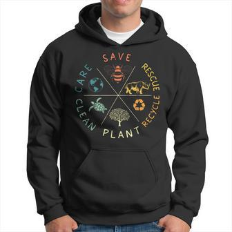 Save Bees Rescue Animals Recycle Plastic Earth Day Vintage Hoodie - Seseable