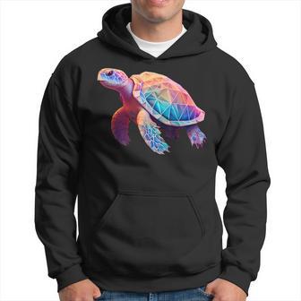 Schildkröte Bunt Polygon Pink Tiermotiv Kunst Geometrisch Kapuzenpullover - Geschenkecke