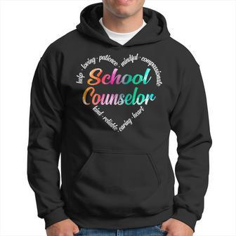 School Counselor Heart Word Cloud Watercolor Rainbow Hoodie - Monsterry DE