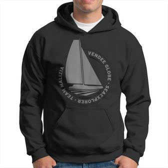 Schwarzes Hoodie mit Segelboot-Design, Vendee Globe Herausforderung - Seseable