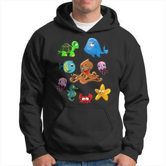 Sea Animals Whale Octopus Starfish Crab For Toddlers Hoodie - Monsterry AU