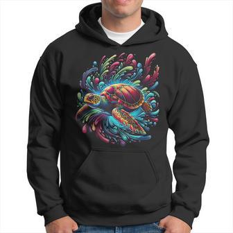 Sea Turtle Beach Lover Ocean Animal Graphic Novelty Womens Hoodie - Monsterry