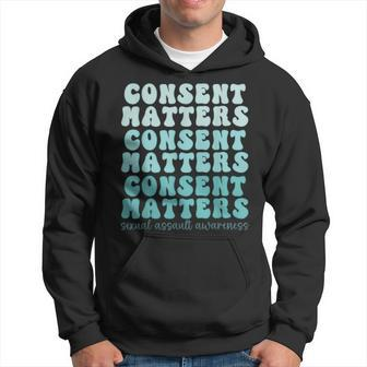 Sexual Assault Awareness Month Consent Matters Teal Ribbon Hoodie - Seseable