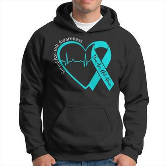 Sexual Assault Awareness Month Heart Teal Ribbon Support Hoodie | Mazezy