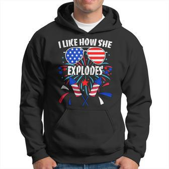 I Like How She Explodes 4Th Of July Matching Couple Hoodie - Monsterry AU