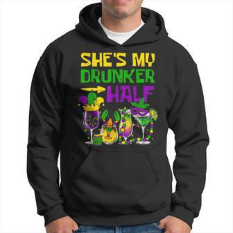 She's My Drunker Half Mardi Gras Matching Couple Boyfriend Hoodie - Monsterry
