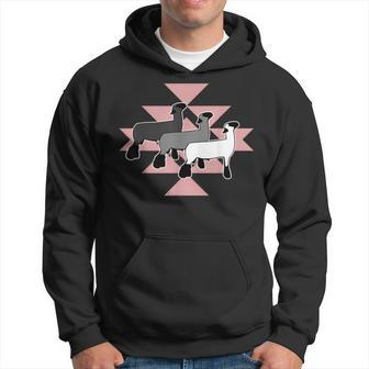 Show Club Lamb With Western Aztec-Inspired Geometric Pattern Hoodie - Seseable