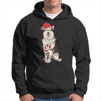 Siberian Husky Santa Christmas Lights Dog Lover Xmas Pajama Hoodie - Thegiftio UK