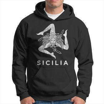 Sicilian Pride Sicilia Sicilian Flag Trinacria Faded Hoodie - Monsterry CA