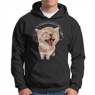 Silly Cat With Headphones Hoodie - Monsterry DE